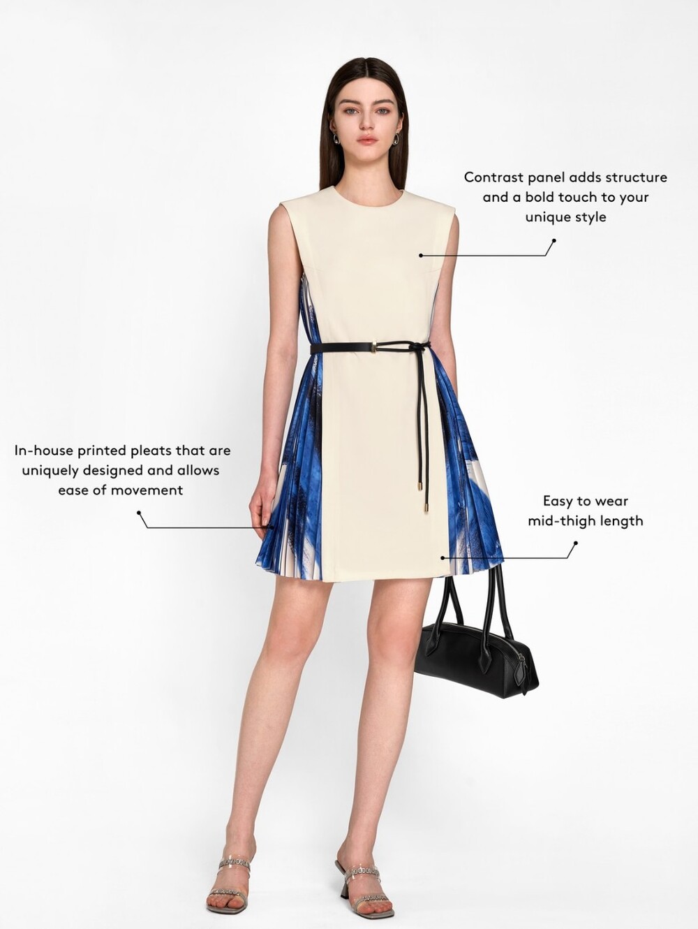 Saturday Club Side Printed Pleated Shift Dress